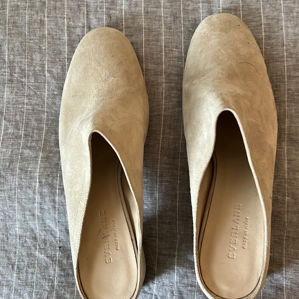 Everlane the day heel mule suede beige 9.5